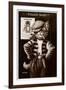 An Anthropomorphic Cat Smoking a Cigarette-null-Framed Giclee Print