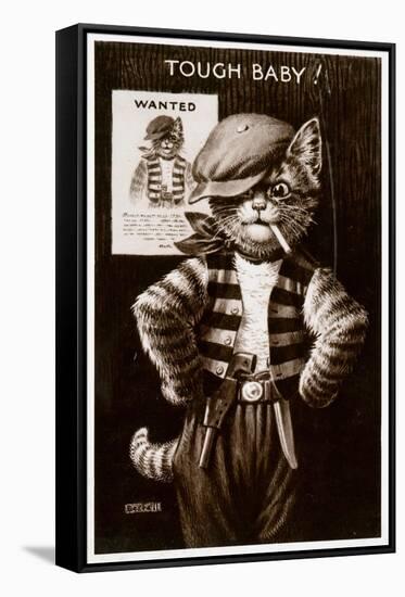 An Anthropomorphic Cat Smoking a Cigarette-null-Framed Stretched Canvas