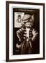 An Anthropomorphic Cat Smoking a Cigarette-null-Framed Premium Giclee Print