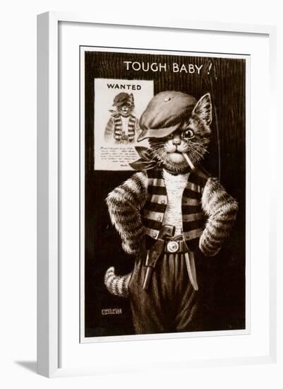 An Anthropomorphic Cat Smoking a Cigarette-null-Framed Giclee Print