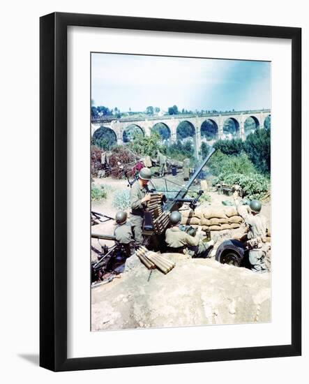 An Anti-Aircraft Bofors 40Mm Gun Crew Has Taken Position Near St. Malo in the Bretagne, July 1944-null-Framed Photographic Print