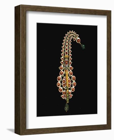 An Antique Diamond Ruby Emerald and Enamel Jigha, 18th Century-null-Framed Giclee Print