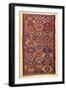An Antique Gendje Rug, the Field with a Hexagonal Lattice of Panels Contain-null-Framed Giclee Print