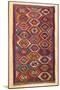 An Antique Gendje Rug, the Field with a Hexagonal Lattice of Panels Contain-null-Mounted Giclee Print