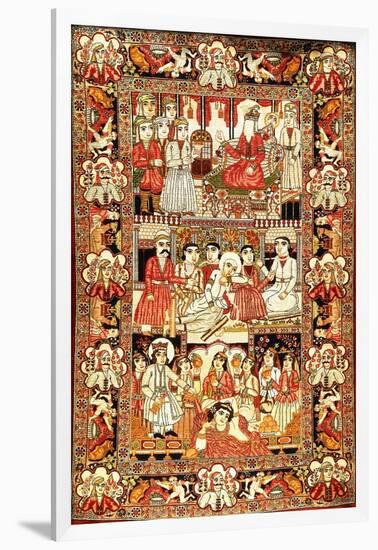 An Antique Pictorial Kirman Rug-null-Framed Giclee Print