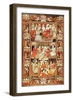 An Antique Pictorial Kirman Rug-null-Framed Giclee Print