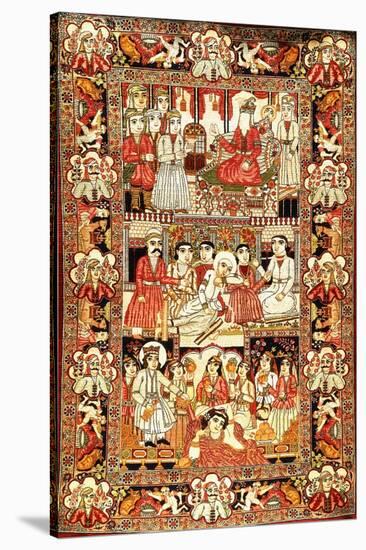 An Antique Pictorial Kirman Rug-null-Stretched Canvas