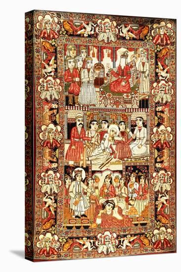 An Antique Pictorial Kirman Rug-null-Stretched Canvas