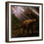 An Apatosaurus Looks upon Meteors Raining down that Would Precede the Larger Asteroid Strike that W-AuntSpray-Framed Art Print