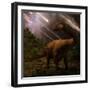 An Apatosaurus Looks upon Meteors Raining down that Would Precede the Larger Asteroid Strike that W-AuntSpray-Framed Art Print