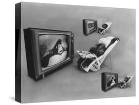 An Ape Participating in a Study of Ape Addiction to Tv-Yale Joel-Stretched Canvas