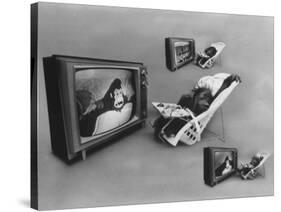 An Ape Participating in a Study of Ape Addiction to Tv-Yale Joel-Stretched Canvas