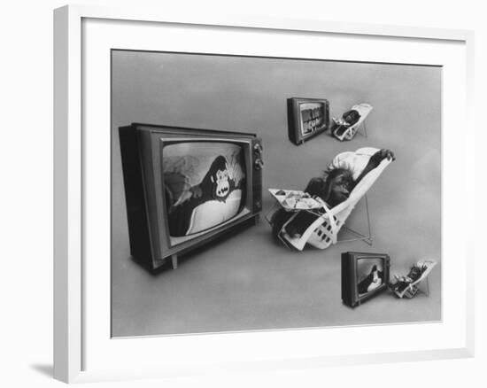 An Ape Participating in a Study of Ape Addiction to Tv-Yale Joel-Framed Photographic Print