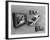 An Ape Participating in a Study of Ape Addiction to Tv-Yale Joel-Framed Photographic Print