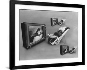 An Ape Participating in a Study of Ape Addiction to Tv-Yale Joel-Framed Photographic Print