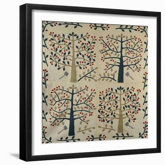 An Appliqued Cotton Quilted Coverlet, American, Mid 19th Century-null-Framed Premium Giclee Print