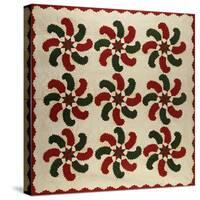 An Appliqued Cotton Quilted Coverlet, American, Mid 19th Century-null-Stretched Canvas