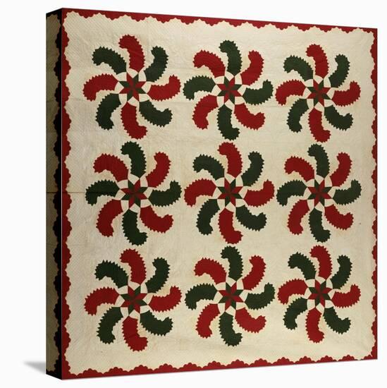 An Appliqued Cotton Quilted Coverlet, American, Mid 19th Century-null-Stretched Canvas