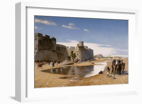 An Arab Caravan outside a Fortified Town-Jean Leon Gerome-Framed Giclee Print