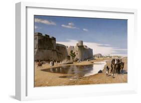 An Arab Caravan outside a Fortified Town-Jean Leon Gerome-Framed Giclee Print