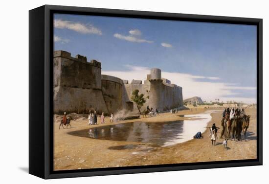 An Arab Caravan outside a Fortified Town-Jean Leon Gerome-Framed Stretched Canvas