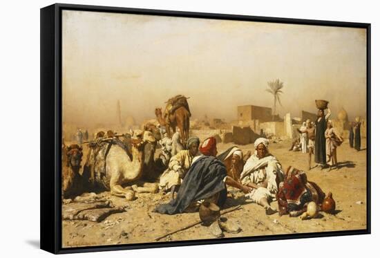 An Arab Encampment-Leopold Carl Muller-Framed Stretched Canvas