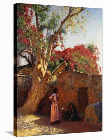 An Arab Family Outside a Village-Ludwig Deutsch-Stretched Canvas