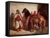 An Arab with Two Horses-Francois-hippolyte Lalaisse-Framed Stretched Canvas