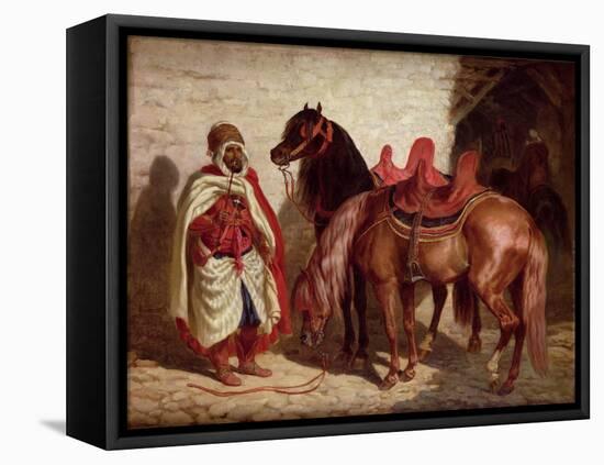 An Arab with Two Horses-Francois-hippolyte Lalaisse-Framed Stretched Canvas