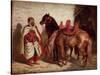 An Arab with Two Horses-Francois-hippolyte Lalaisse-Stretched Canvas