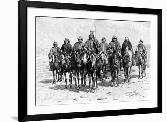 An Araucanian (Mapuch) Chief and His Staff, Chile and Argentina, 1895-null-Framed Giclee Print