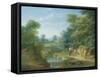 An Arcadian Landscape-Jacob Andries Beschey-Framed Stretched Canvas