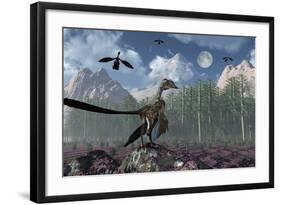 An Archaeopteryx Standing at the Edge of a Forest-Stocktrek Images-Framed Art Print