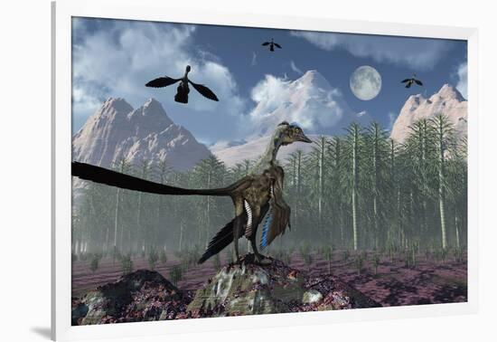 An Archaeopteryx Standing at the Edge of a Forest-Stocktrek Images-Framed Art Print