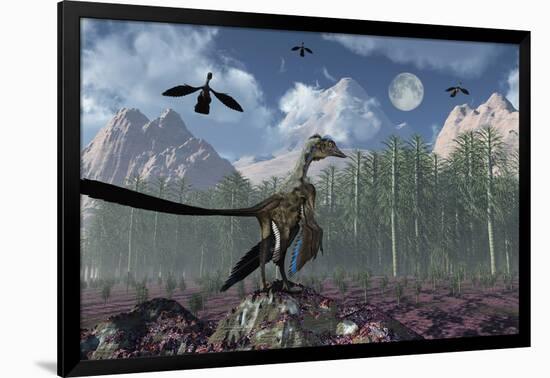 An Archaeopteryx Standing at the Edge of a Forest-Stocktrek Images-Framed Art Print