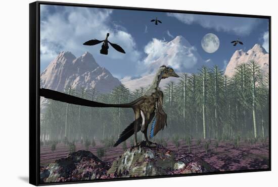 An Archaeopteryx Standing at the Edge of a Forest-Stocktrek Images-Framed Stretched Canvas