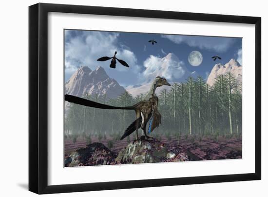 An Archaeopteryx Standing at the Edge of a Forest-Stocktrek Images-Framed Premium Giclee Print
