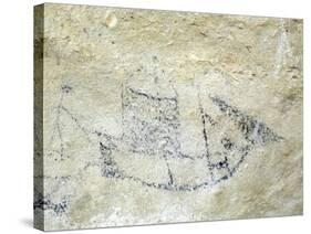 An archaic Maori rock drawing-null-Stretched Canvas