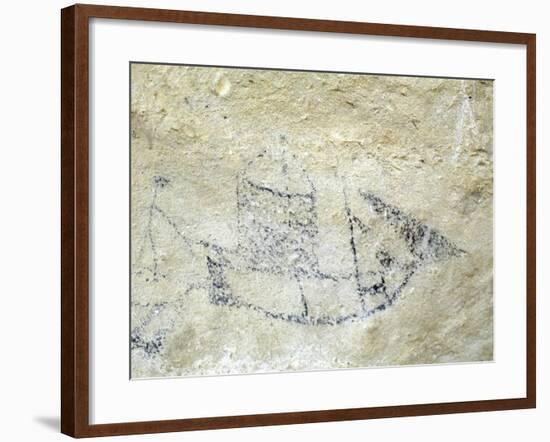 An archaic Maori rock drawing-null-Framed Giclee Print