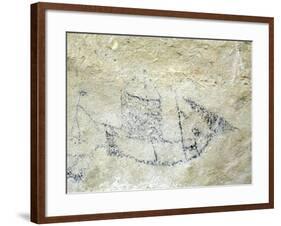 An archaic Maori rock drawing-null-Framed Giclee Print