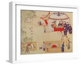 An Archery Contest, Late 18th Century, (Colour on Silk)-null-Framed Giclee Print