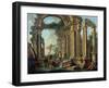An Architectural Capriccio with Statues of the Warrior Agasias and the Apollo Belvedere-Giovanni Paolo Pannini-Framed Giclee Print