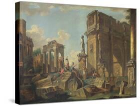 An Architectural Capriccio with the Arch of Constantine-Giovanni Paolo Pannini-Stretched Canvas