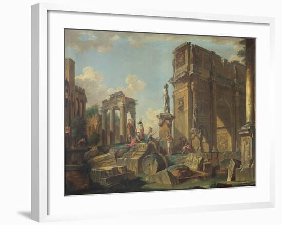 An Architectural Capriccio with the Arch of Constantine-Giovanni Paolo Pannini-Framed Giclee Print