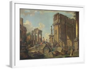An Architectural Capriccio with the Arch of Constantine-Giovanni Paolo Pannini-Framed Giclee Print