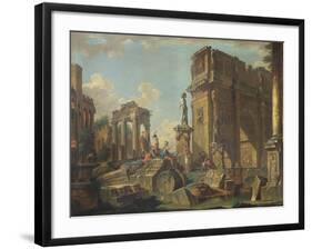 An Architectural Capriccio with the Arch of Constantine-Giovanni Paolo Pannini-Framed Giclee Print