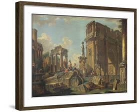 An Architectural Capriccio with the Arch of Constantine-Giovanni Paolo Pannini-Framed Giclee Print