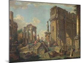 An Architectural Capriccio with the Arch of Constantine-Giovanni Paolo Pannini-Mounted Giclee Print