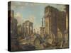 An Architectural Capriccio with the Arch of Constantine-Giovanni Paolo Pannini-Stretched Canvas