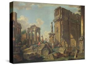 An Architectural Capriccio with the Arch of Constantine-Giovanni Paolo Pannini-Stretched Canvas